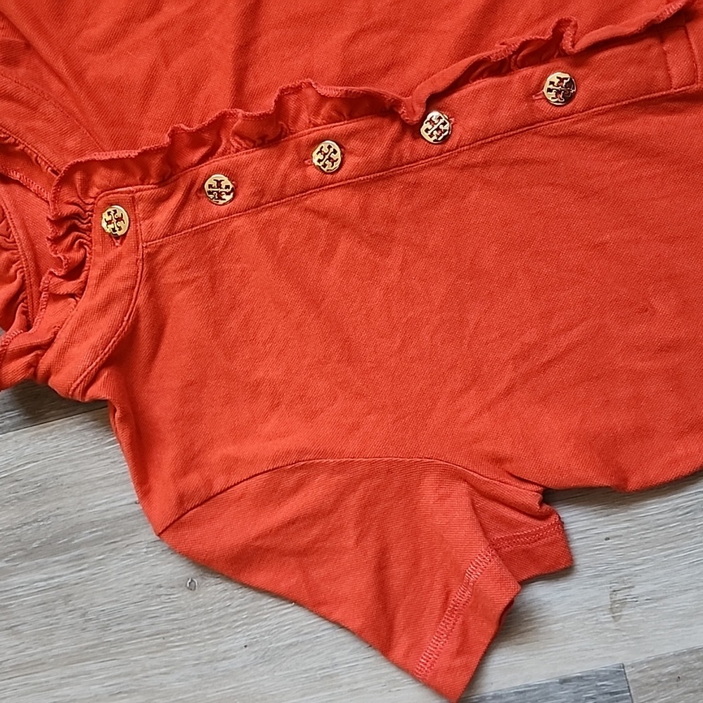Tory Burch Orange Ruffled Button-Down Shirt - Picture 3 of 12